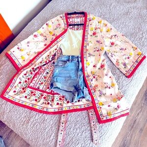 Alice + Olivia - Domino Reversible Belted Kimono Jacket - XS/S